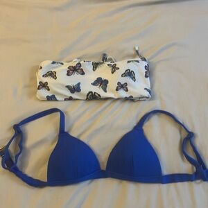 Two bathing suit tops!! Butterfly from shein in small, Blue from mall in small!